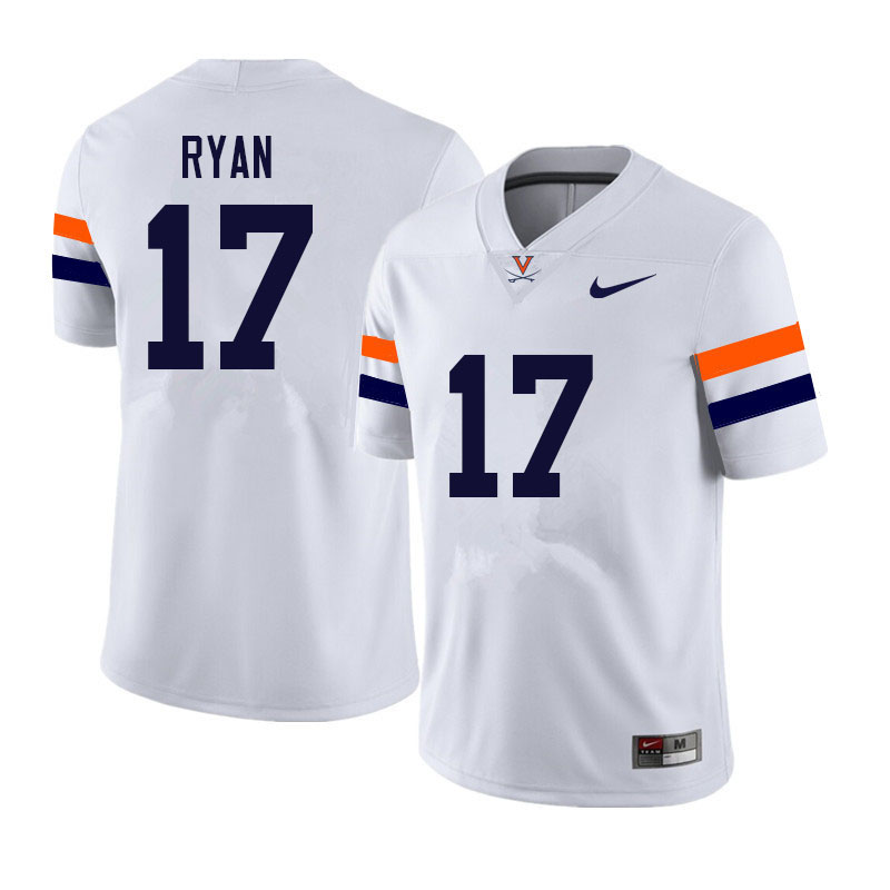 Men #17 Aidan Ryan Virginia Cavaliers College Football Jerseys Sale-White - Click Image to Close